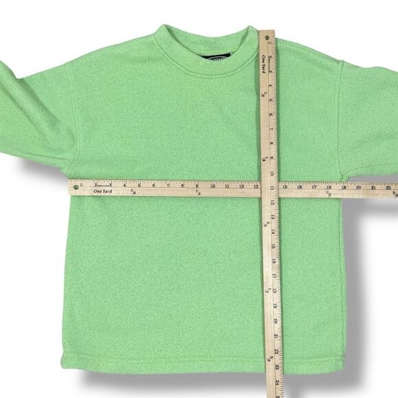 Exist Fleece Lined Terrycloth Knit Crew Neck Sweatshirt Lime Green Small - Picture 12 of 13